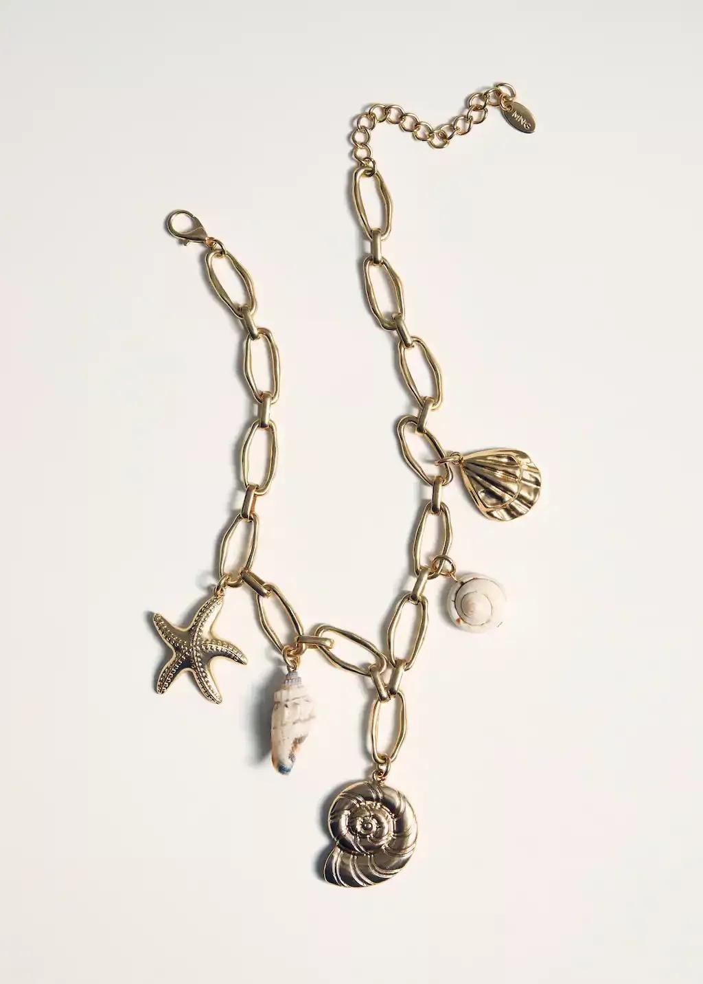 Gold Shells Bead Necklace, 0201_OR, large image number 2