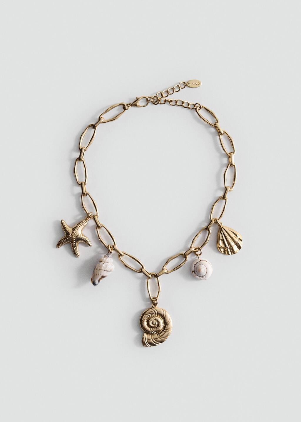 Gold Shells Bead Necklace, 0201_OR, large image number 3