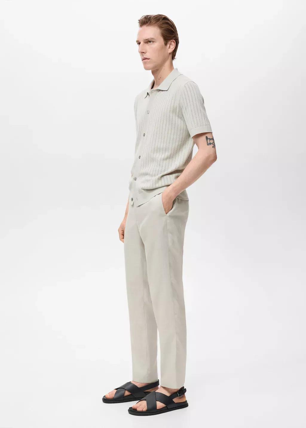 LT PASTEL BROWN Slim-fit 100% linen trousers, Light Pastel Brown, large image number 2