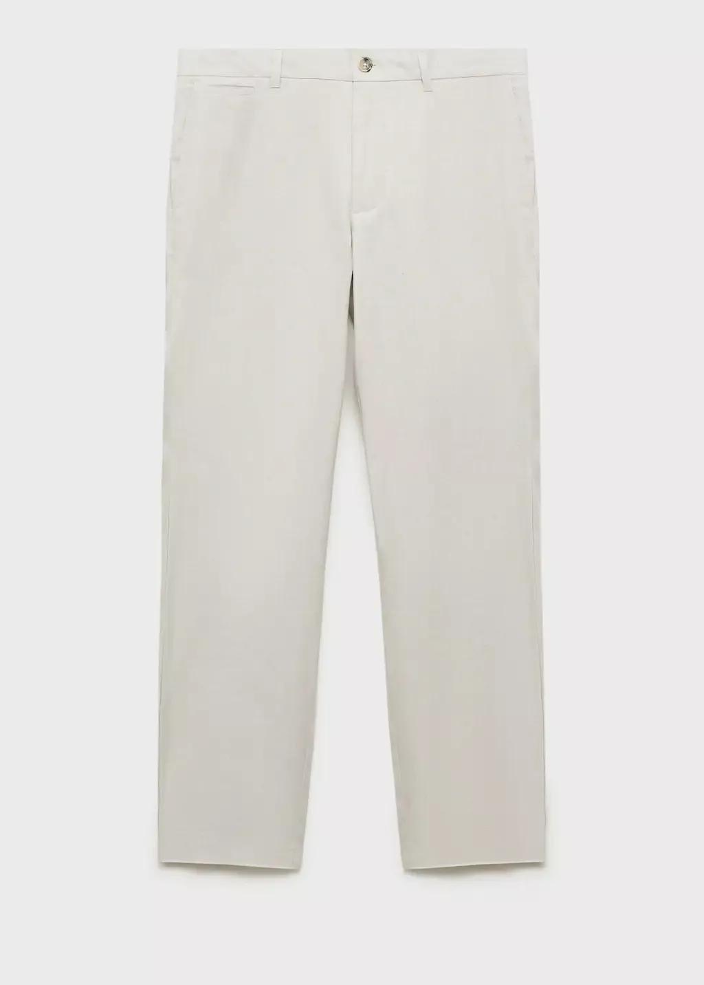 LT PASTEL BROWN Slim-fit 100% linen trousers, Light Pastel Brown, large image number 3