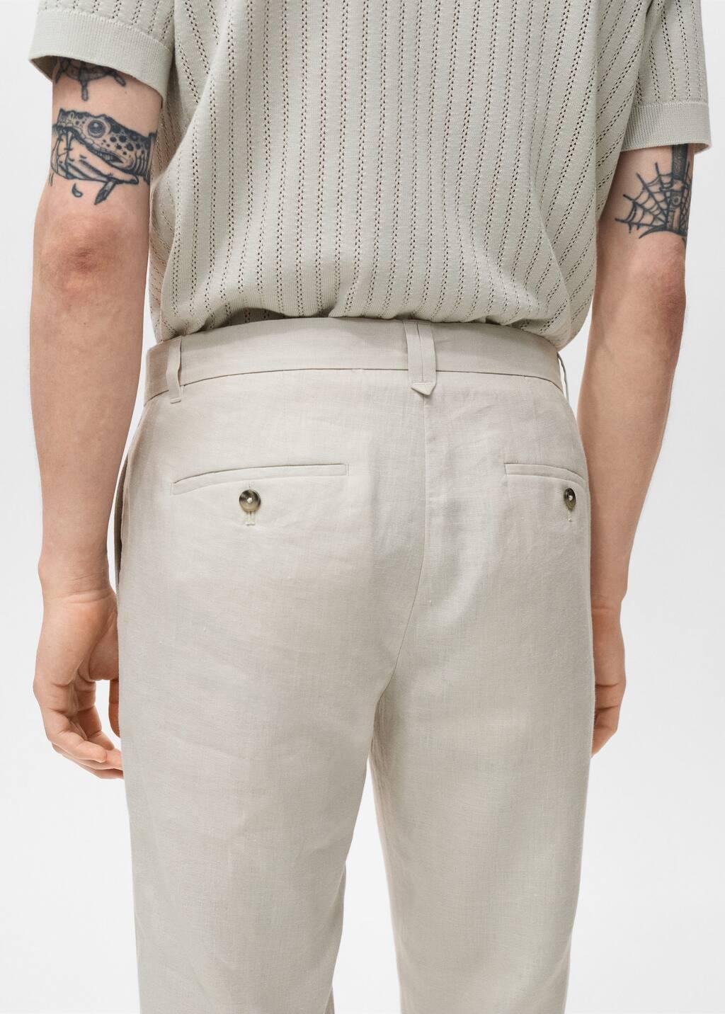 LT PASTEL BROWN Slim-fit 100% linen trousers, Light Pastel Brown, large image number 4