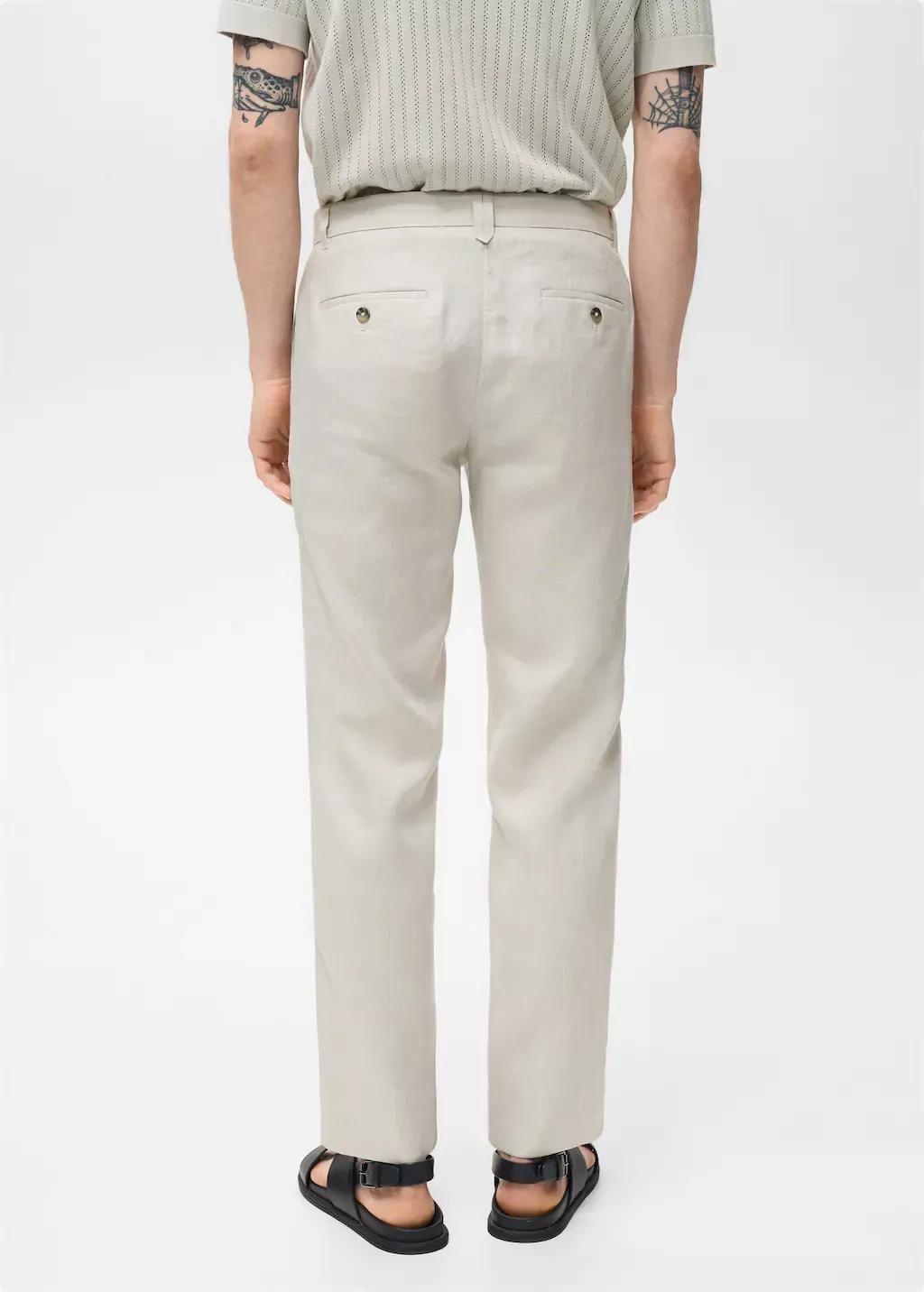 LT PASTEL BROWN Slim-fit 100% linen trousers, Light Pastel Brown, large image number 6