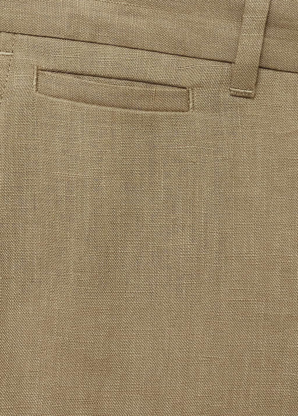 Khaki Slim-Fit Linen Trousers, Beige - Khaki, large image number 5