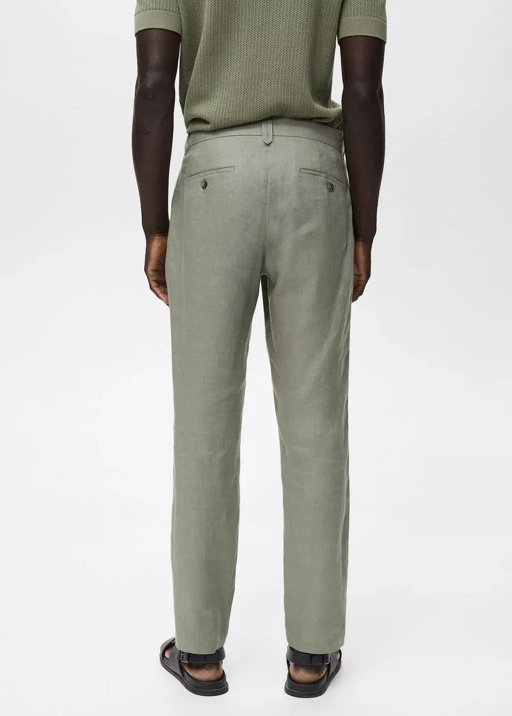GREEN Slim-fit 100% linen trousers, , large image number 6