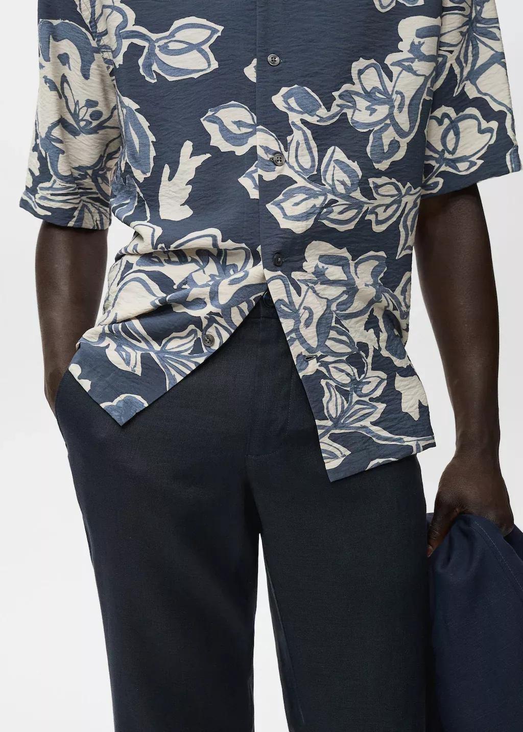 NAVY Slim-fit 100% linen trousers, , large image number 0
