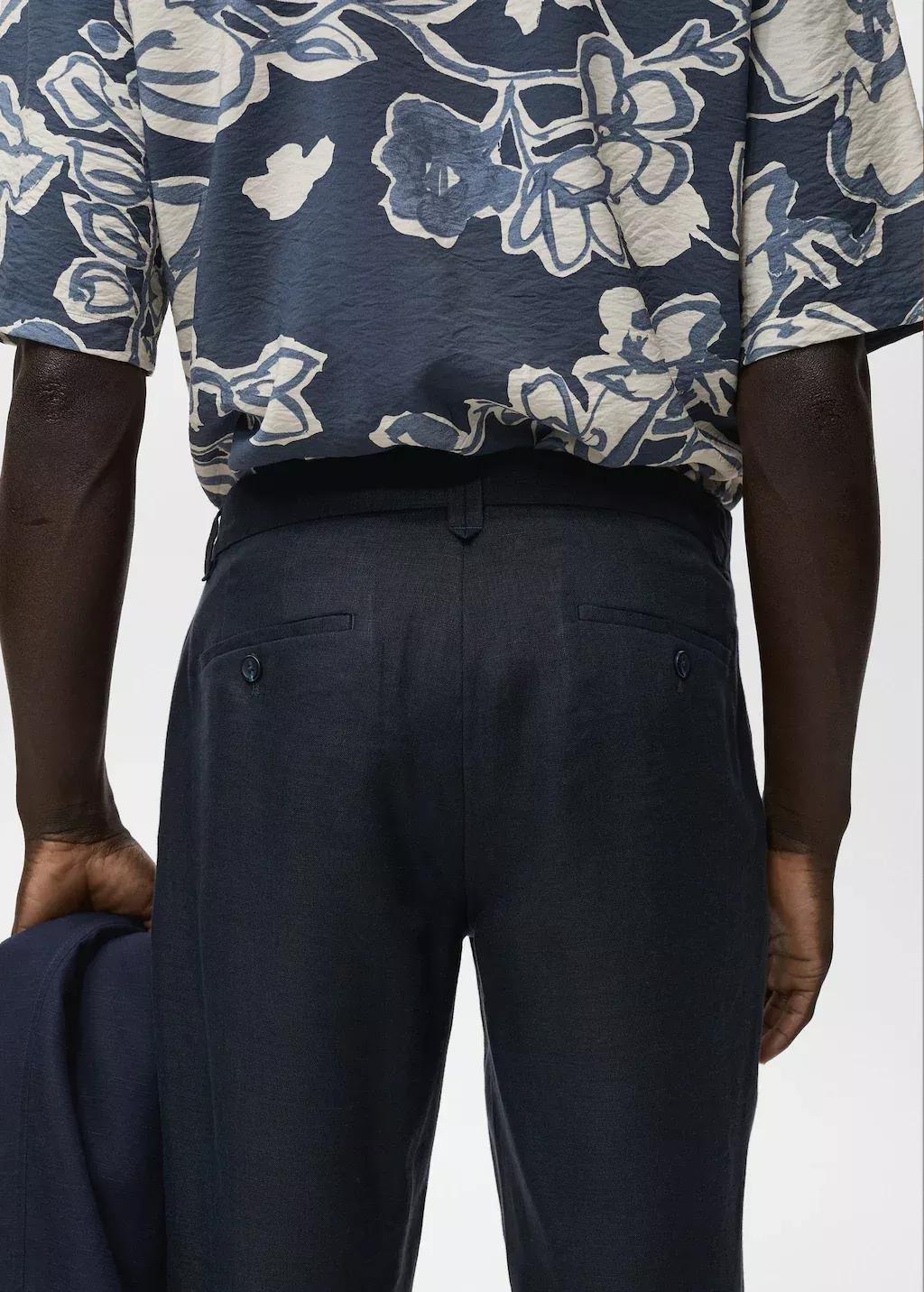 NAVY Slim-fit 100% linen trousers, , large image number 2
