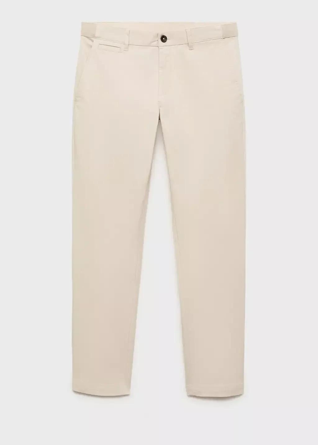 Beige Prato Cropped Tapered Chino Trousers, Light Beige, large image number 3