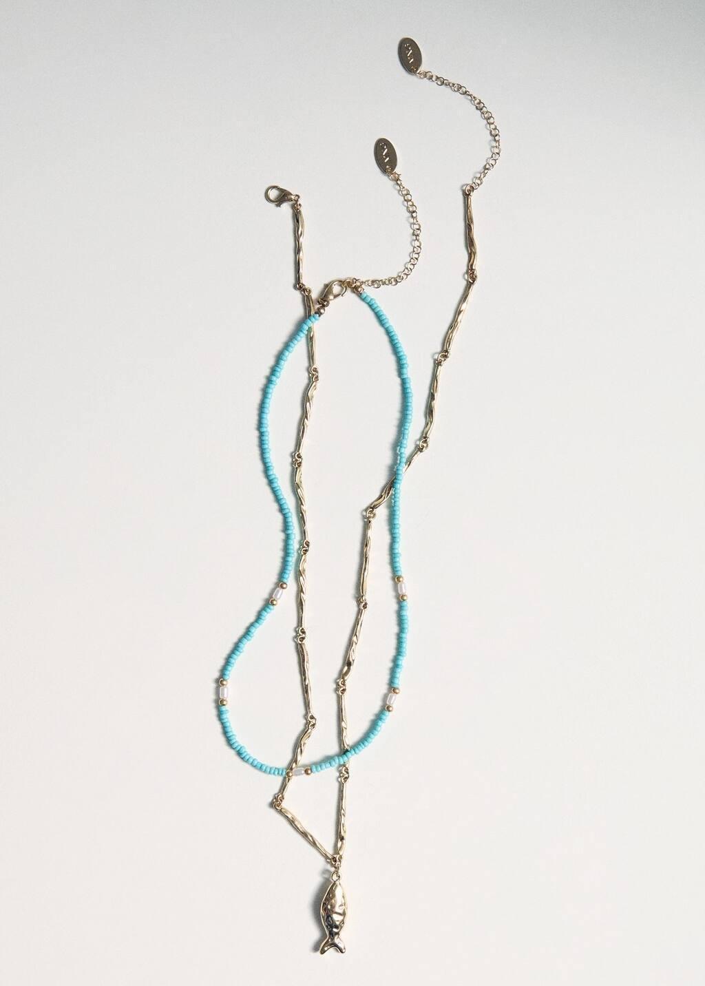 Gold Mixed Double Necklace, 0201_OR, large image number 2