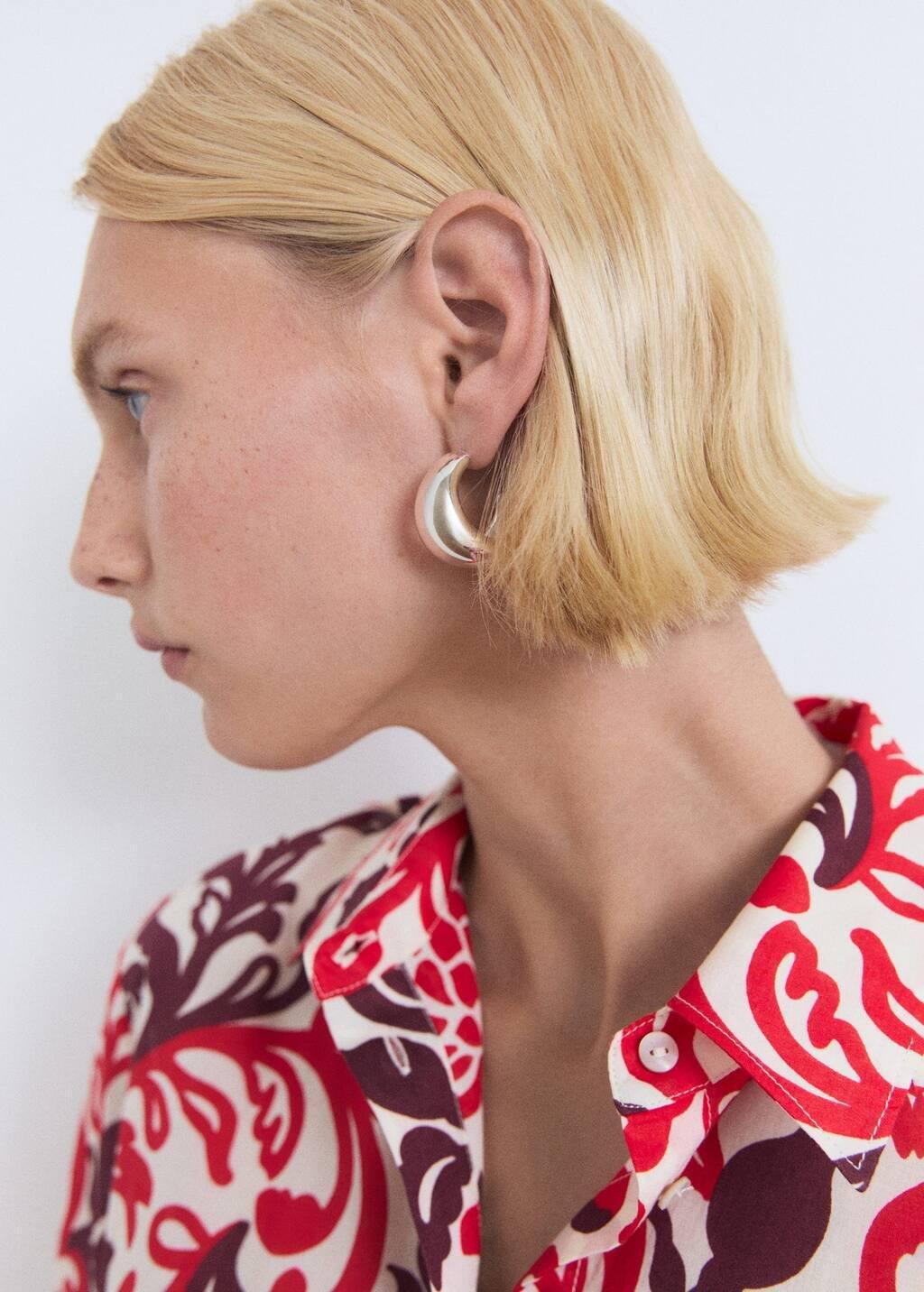 NATURAL WHITE Printed cotton shirt, Natural White, medium