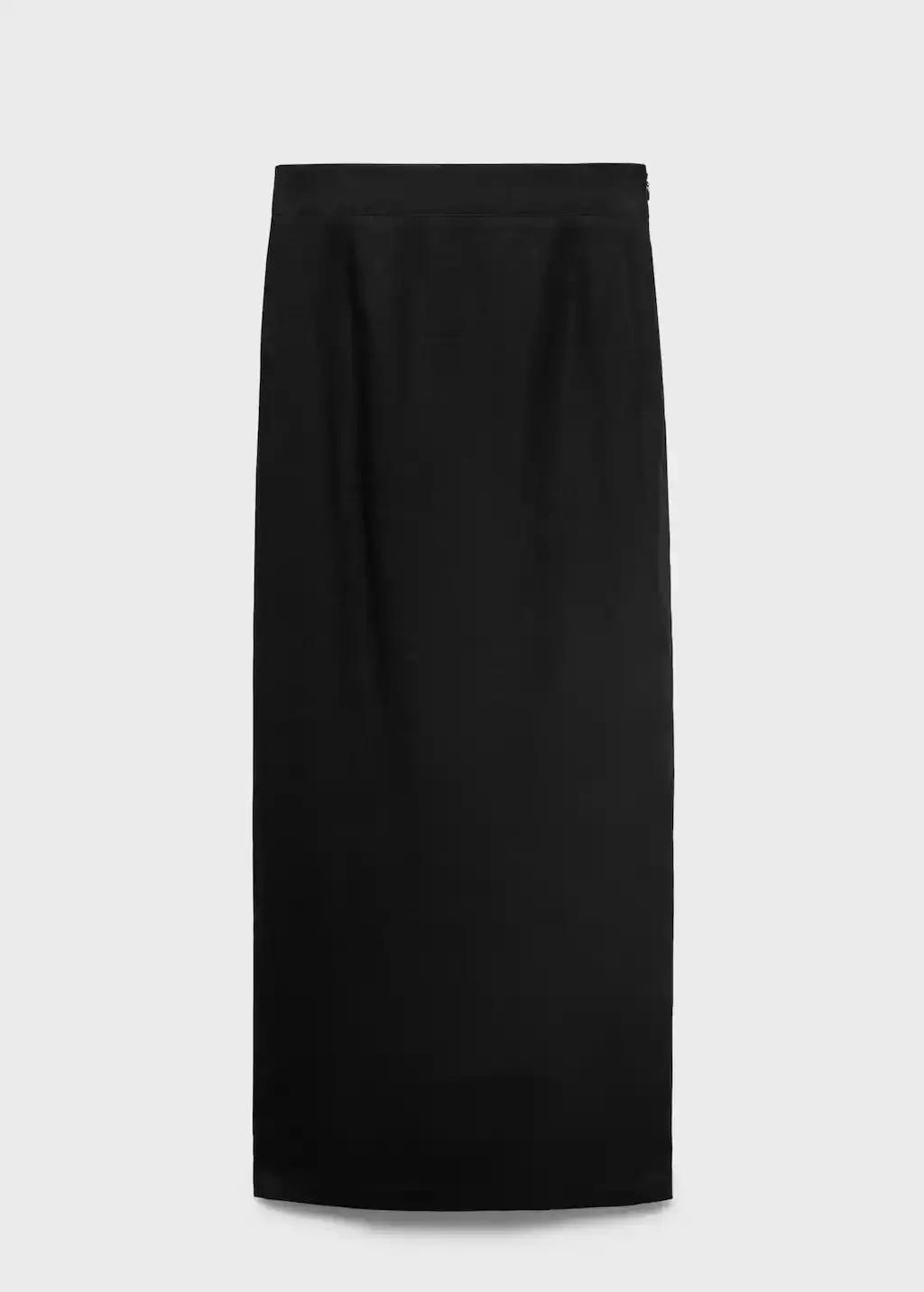 Black Linen Pencil Skirt, , large image number 3
