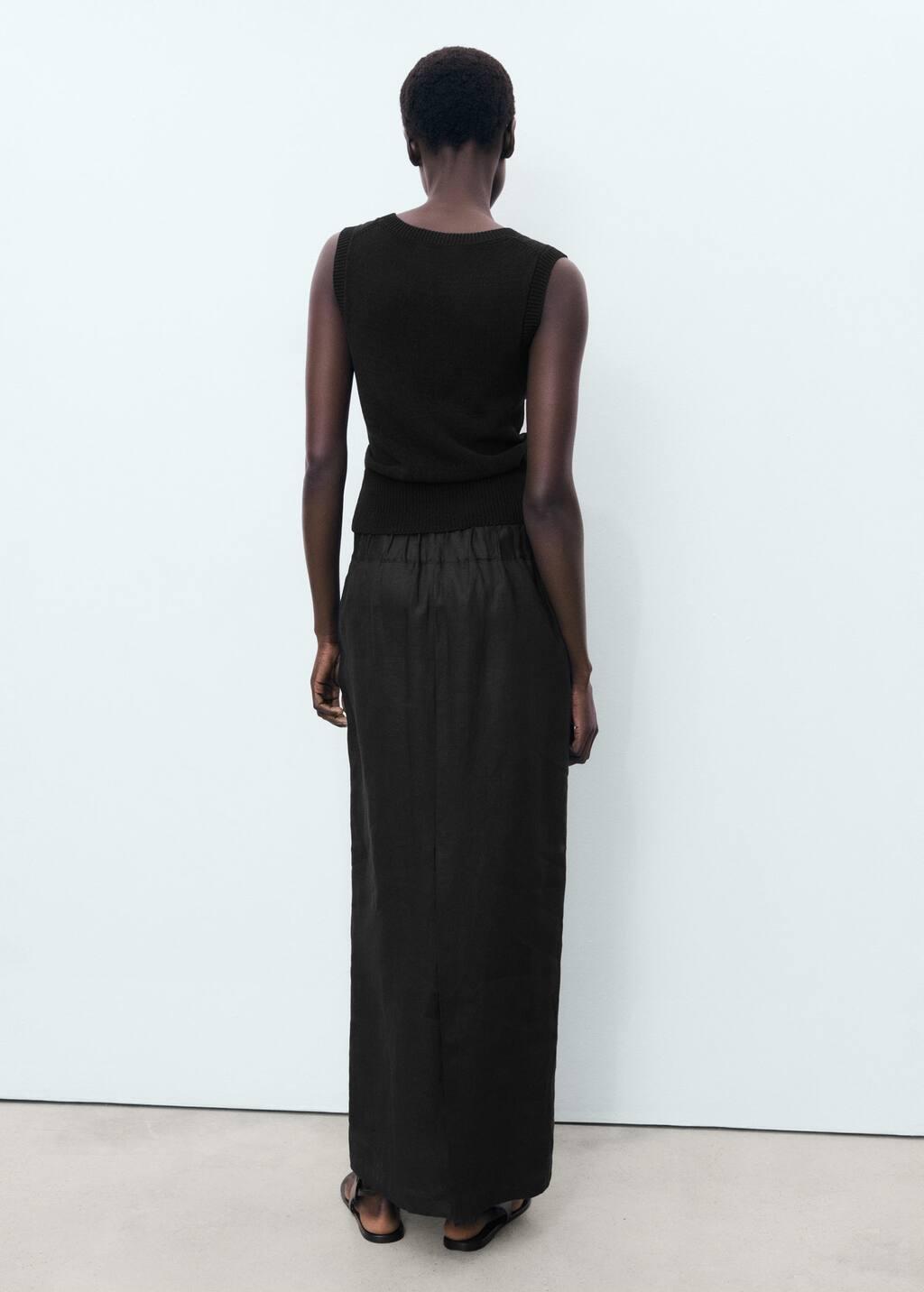 Black Linen Pencil Skirt, , large image number 5