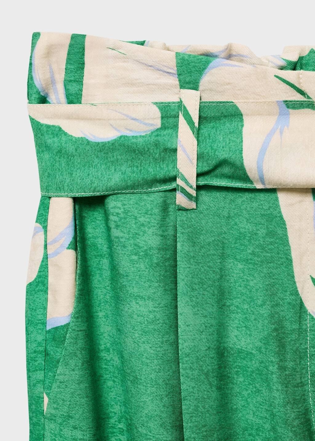 Green Printed Trousers With Belt, , large image number 6