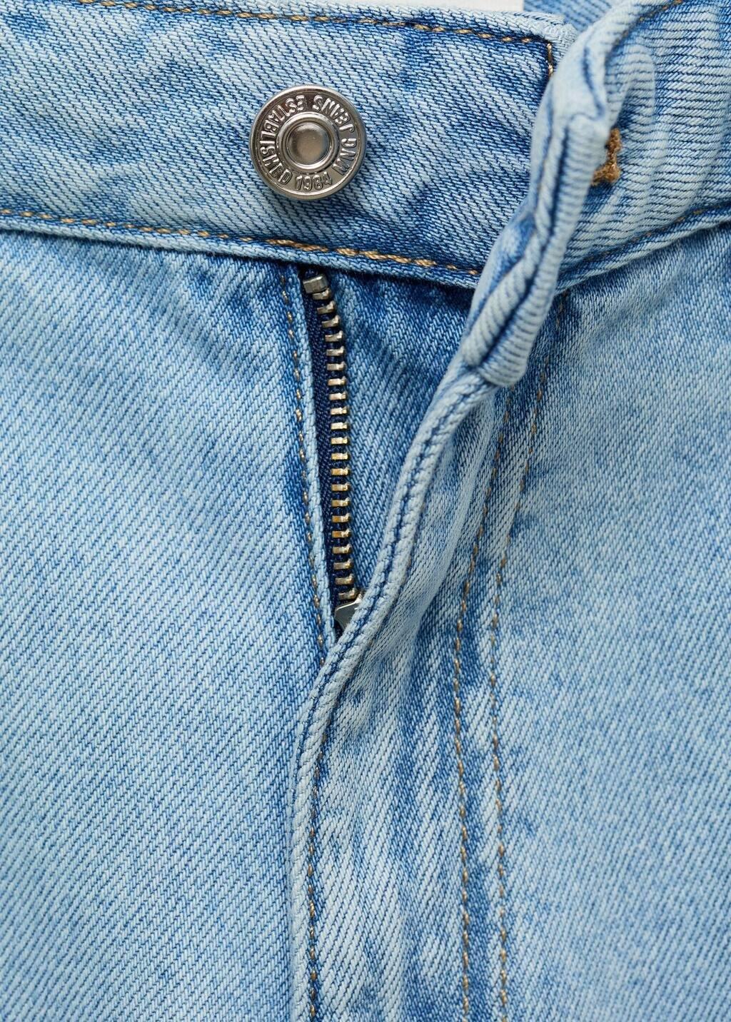 Blue Wide-Leg Cropped Jeans With Turned-Up Hem, , large image number 4