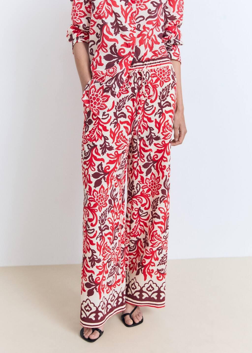 Multicolour Flowy Printed Trousers, , large image number 1