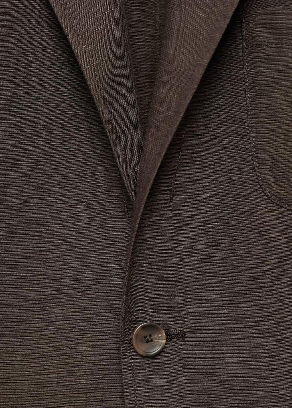 Brown Slim Fit Linen Suit Blazer, , large image number 4