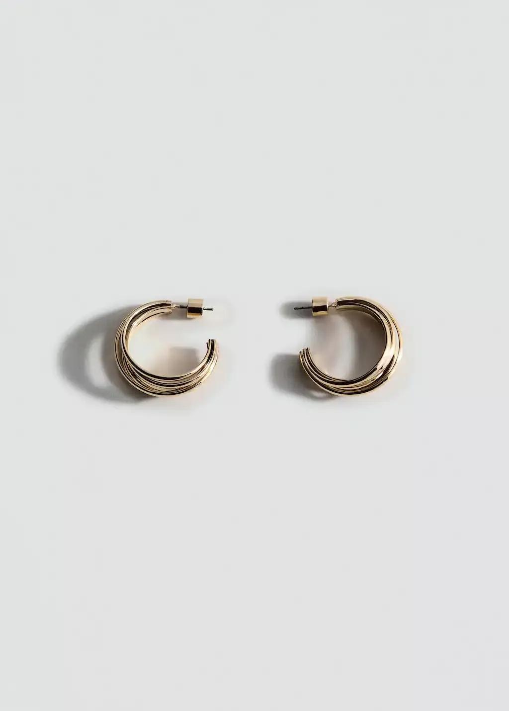 GOLD Intertwined hoop earrings, Gold, large image number 1
