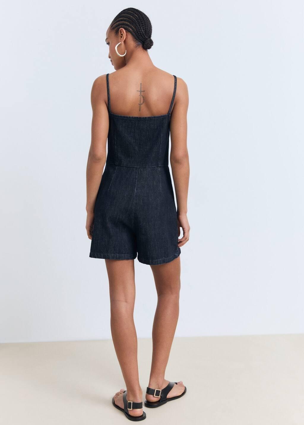 Navy Denim Jumpsuit Short, , large image number 5