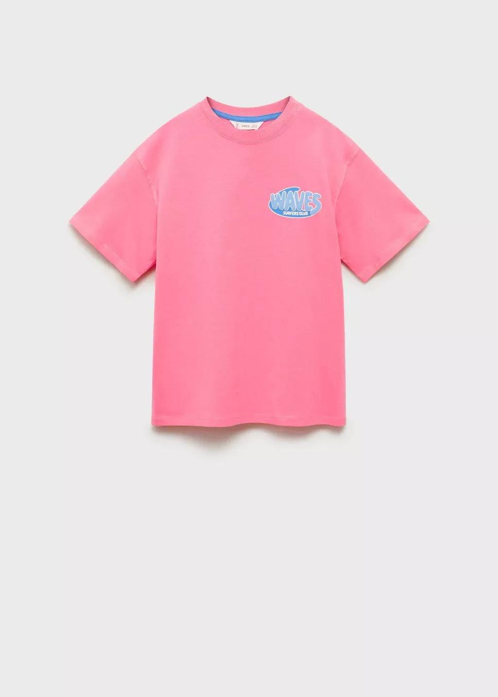 Pink Printed Cotton-Blend T-Shirt, Kids Girls, , large image number 0