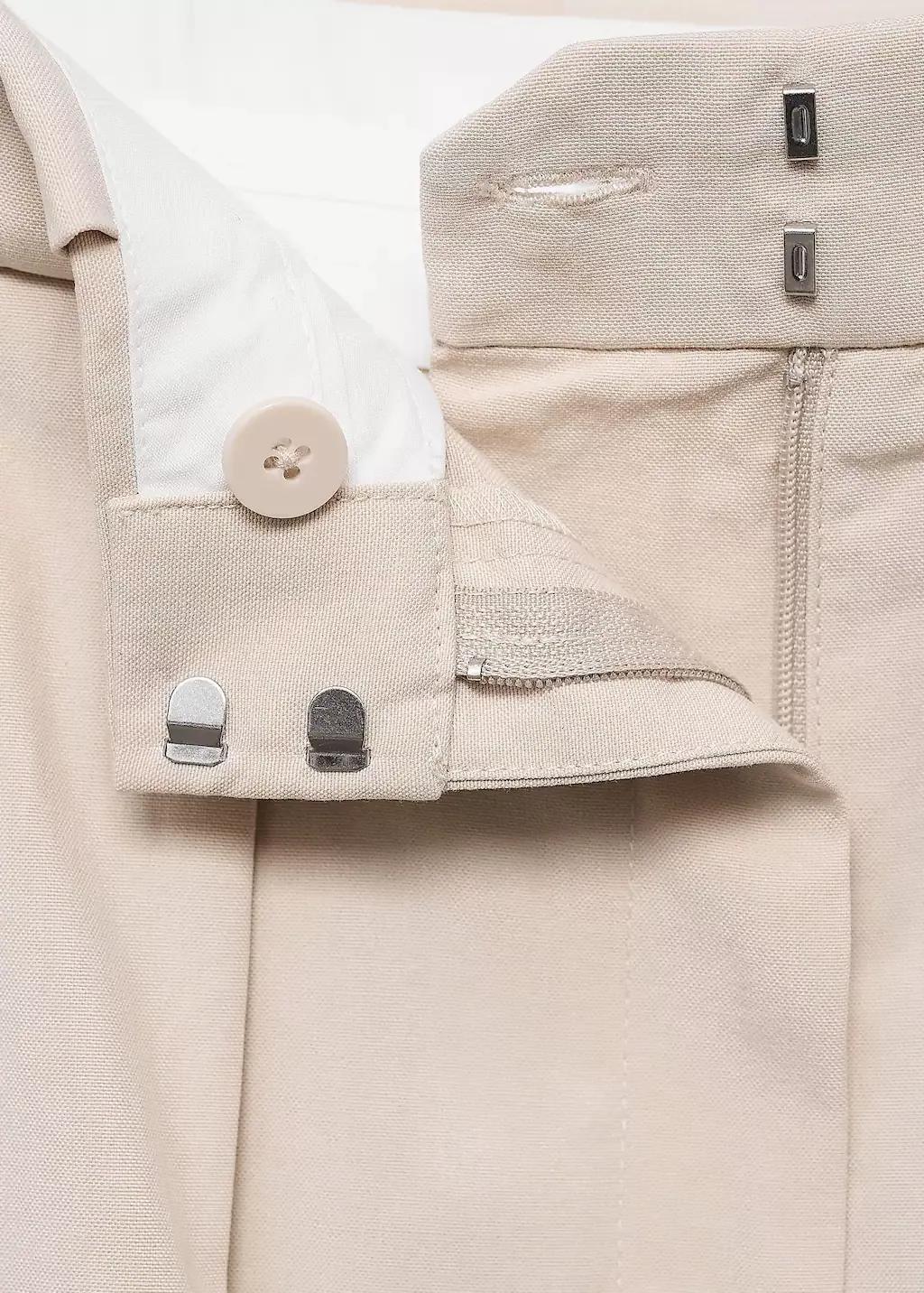 Beige Pleated Suit Shorts, , large image number 4