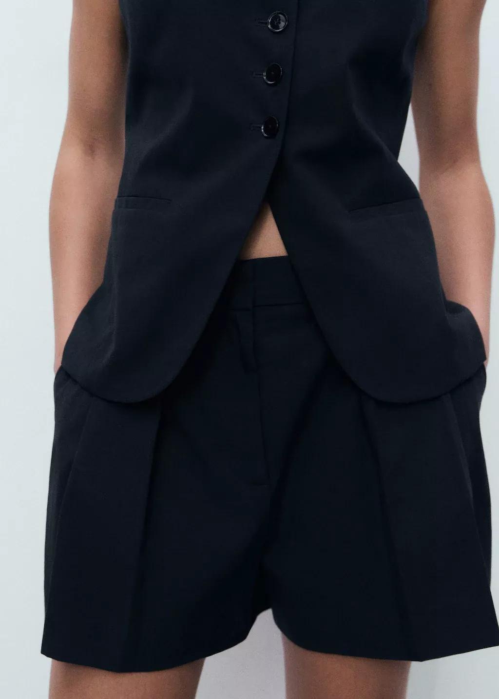 BLACK Pleated suit shorts, , large image number 5
