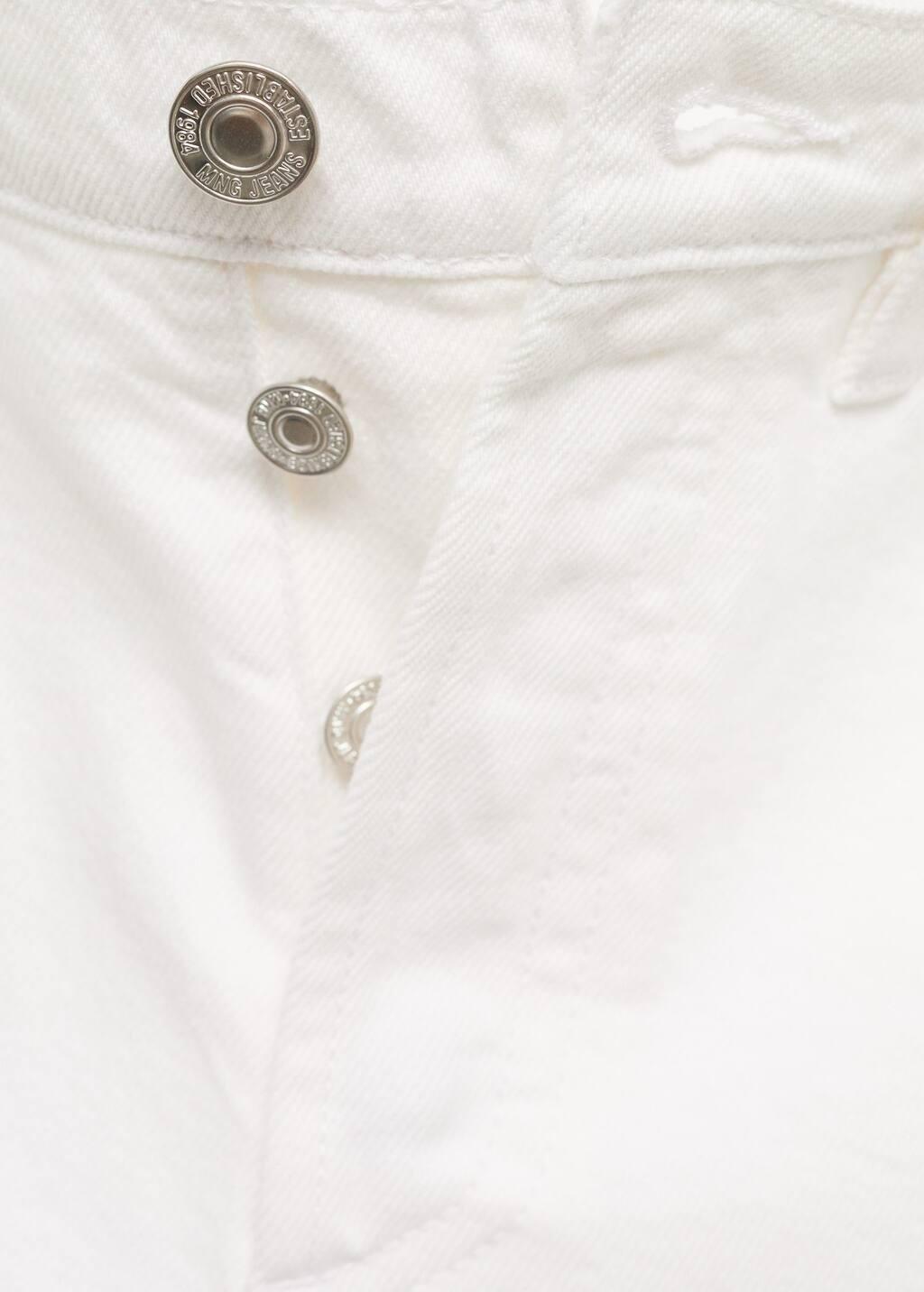 White Frayed Hem Denim Shorts, , large image number 4