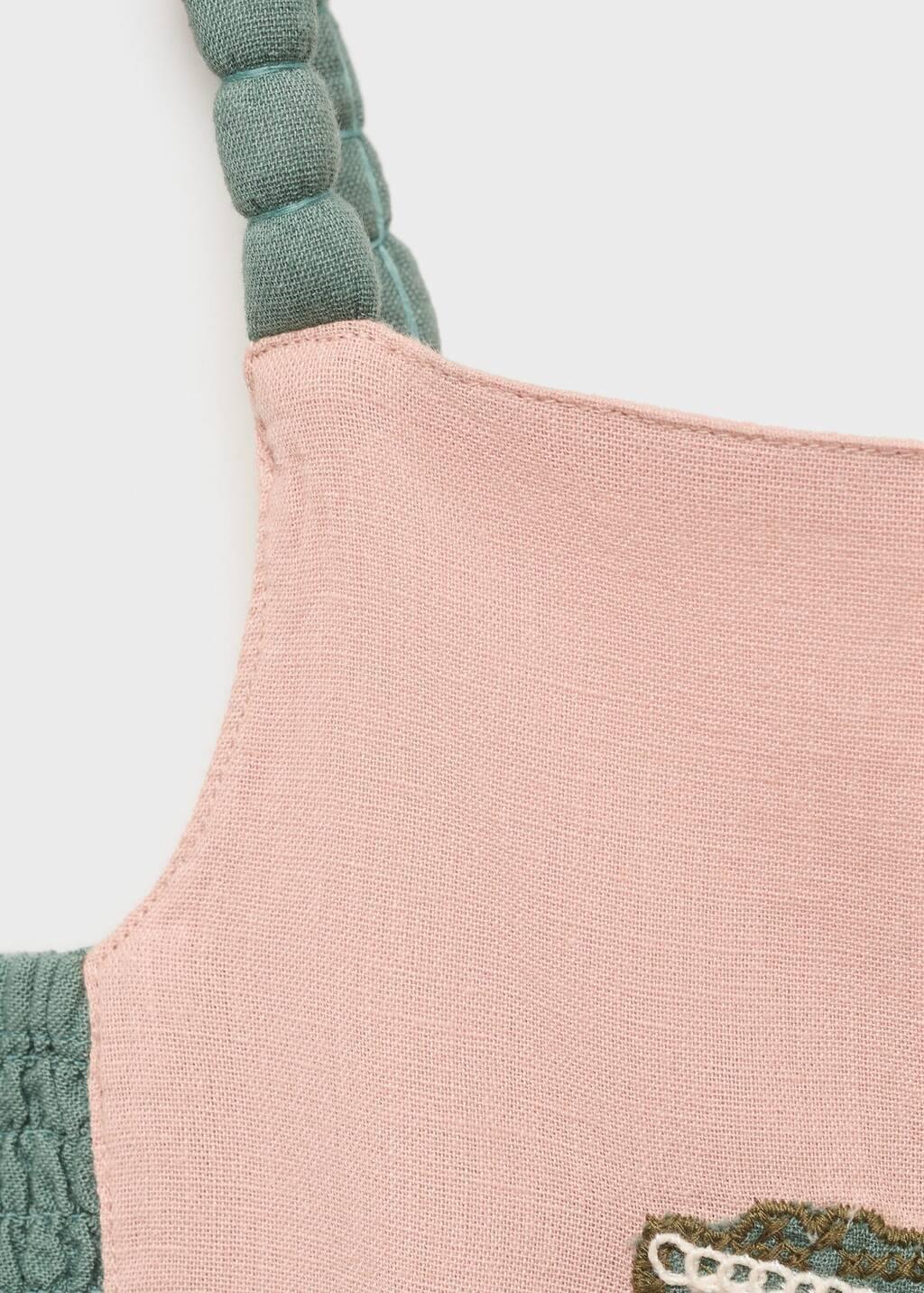 Pink Floral Embroidered Linen Playsuit, Kids Girls, , large image number 4