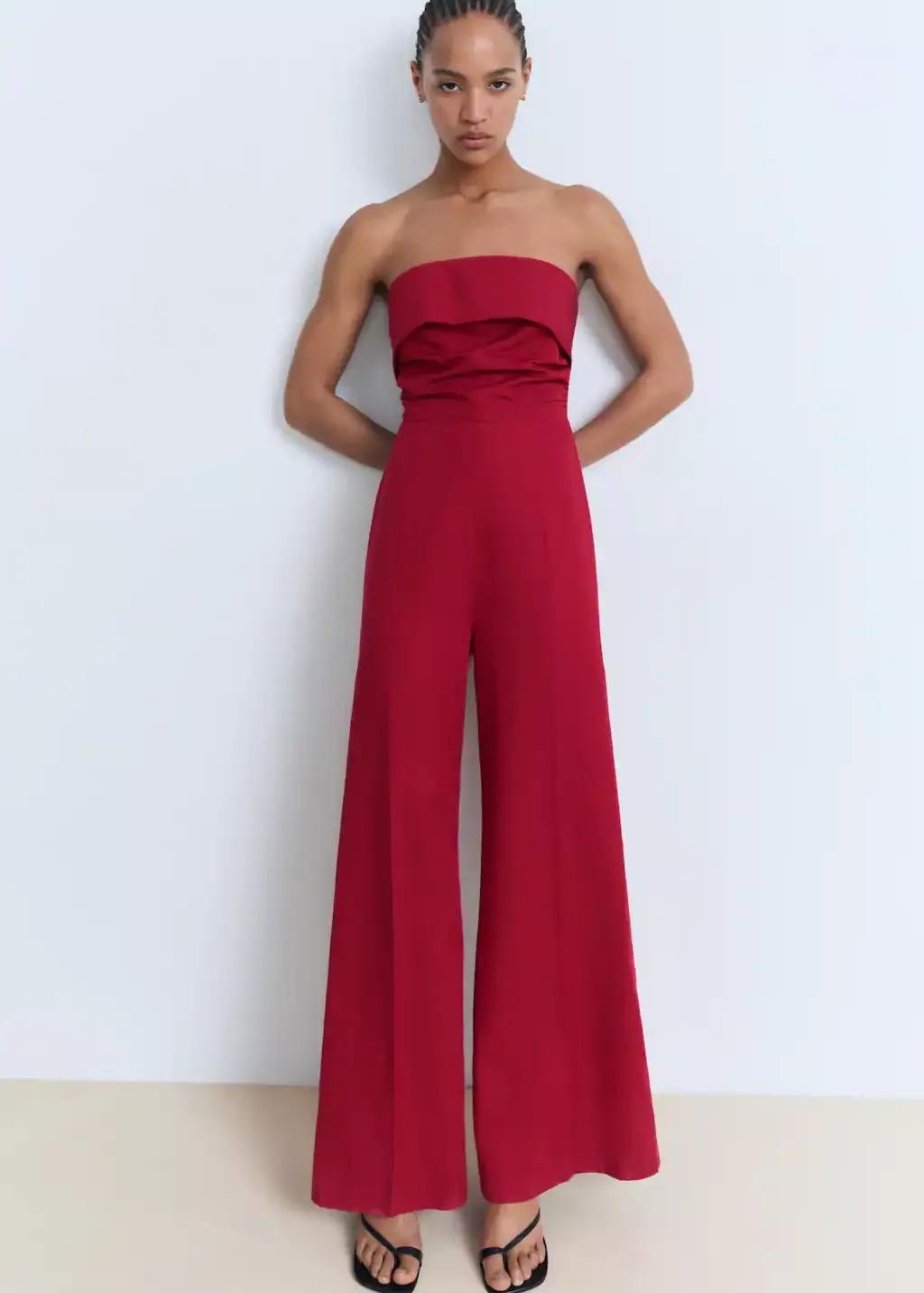 Red Long Strapless Jumpsuit, , large image number 2