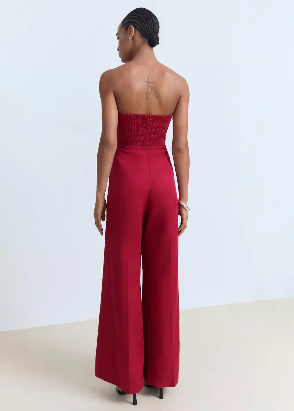Red Long Strapless Jumpsuit, , large image number 6