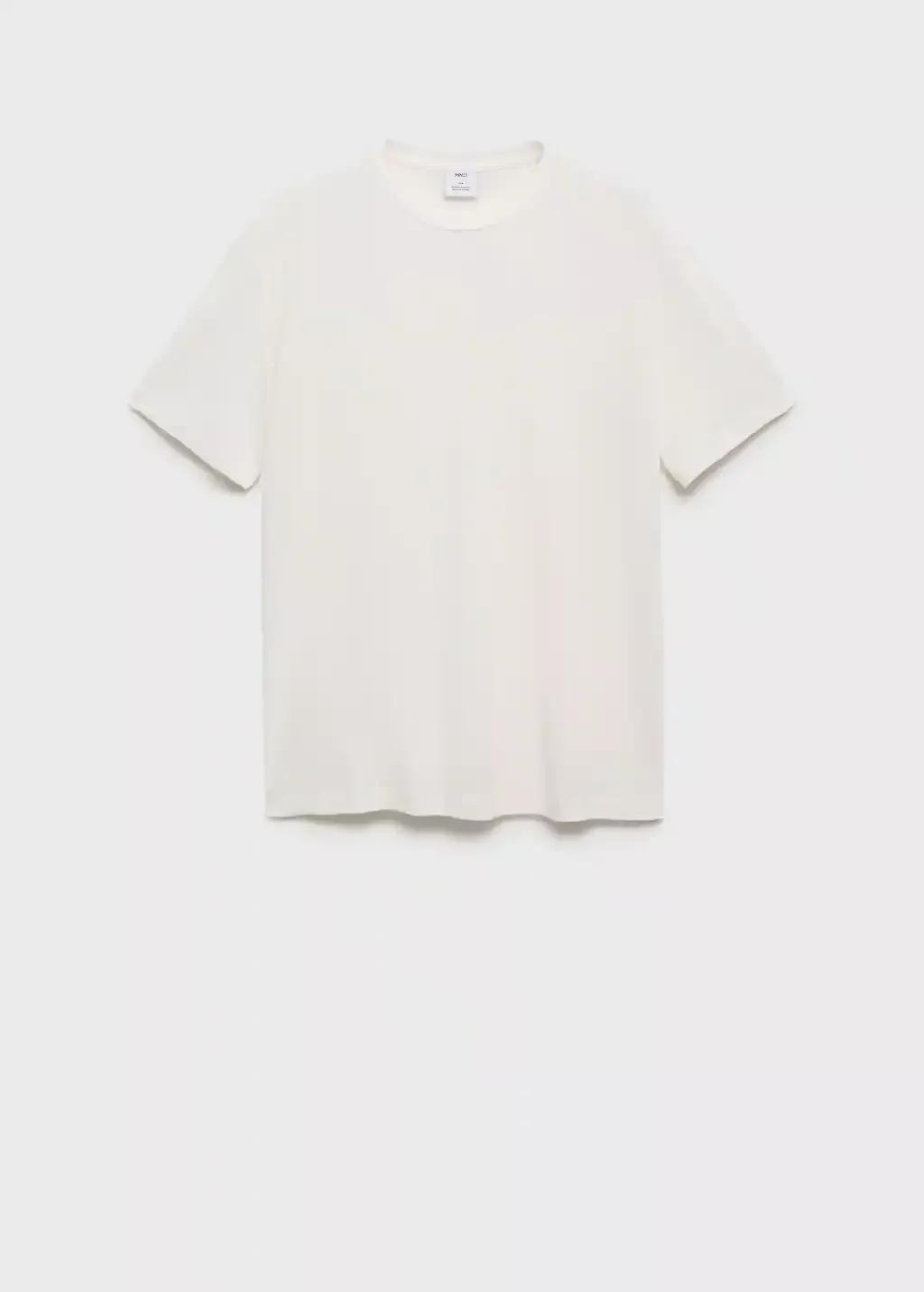 White Linen Slim-Fit T-Shirt, White, large image number 3