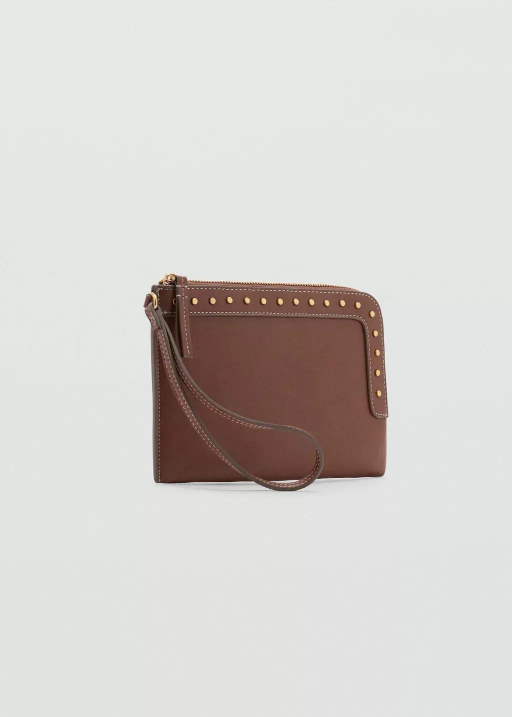 Brown Studded Leather-Effect Case, Medium Brown, large image number 0
