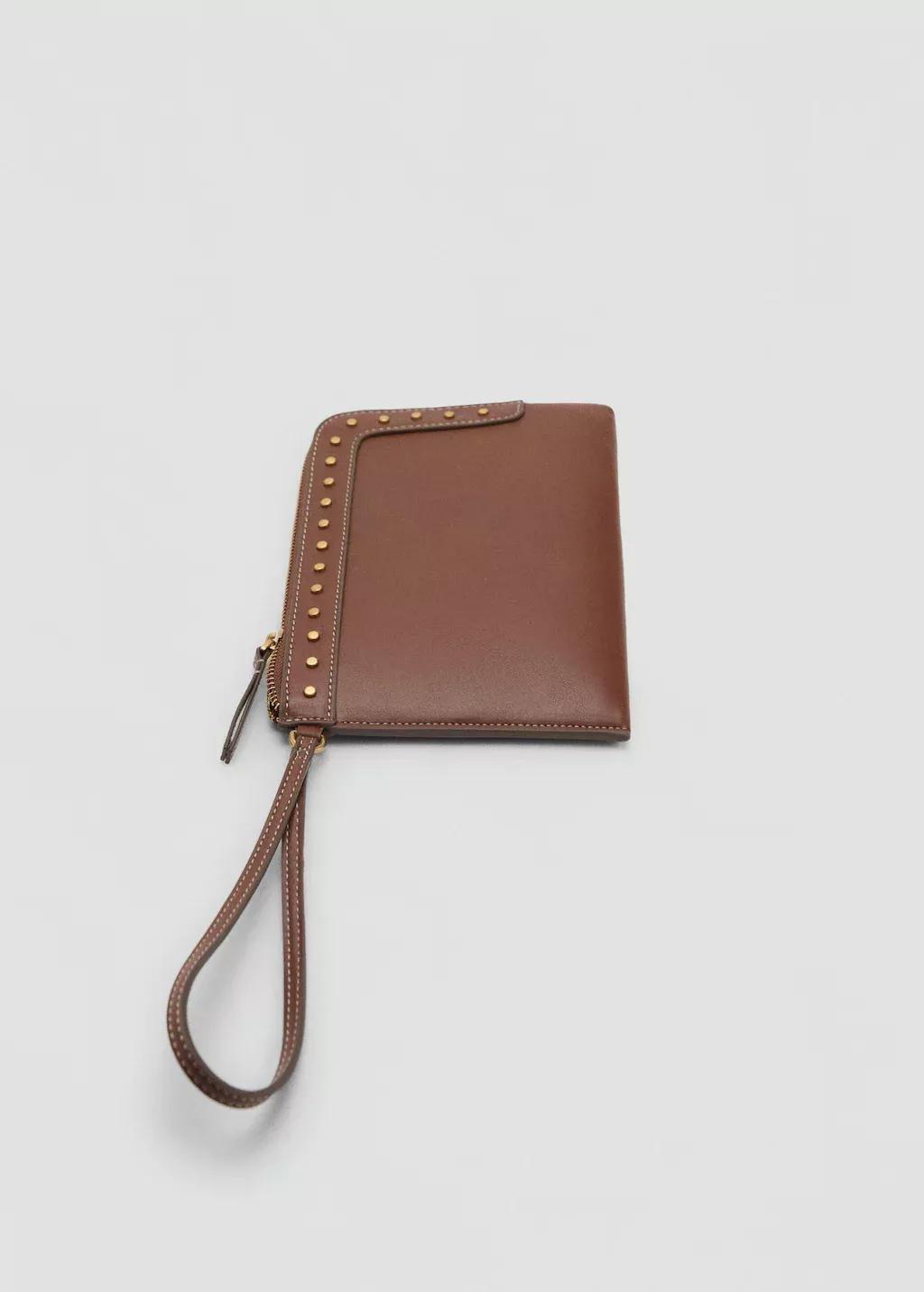 Brown Studded Leather-Effect Case, Medium Brown, large image number 1