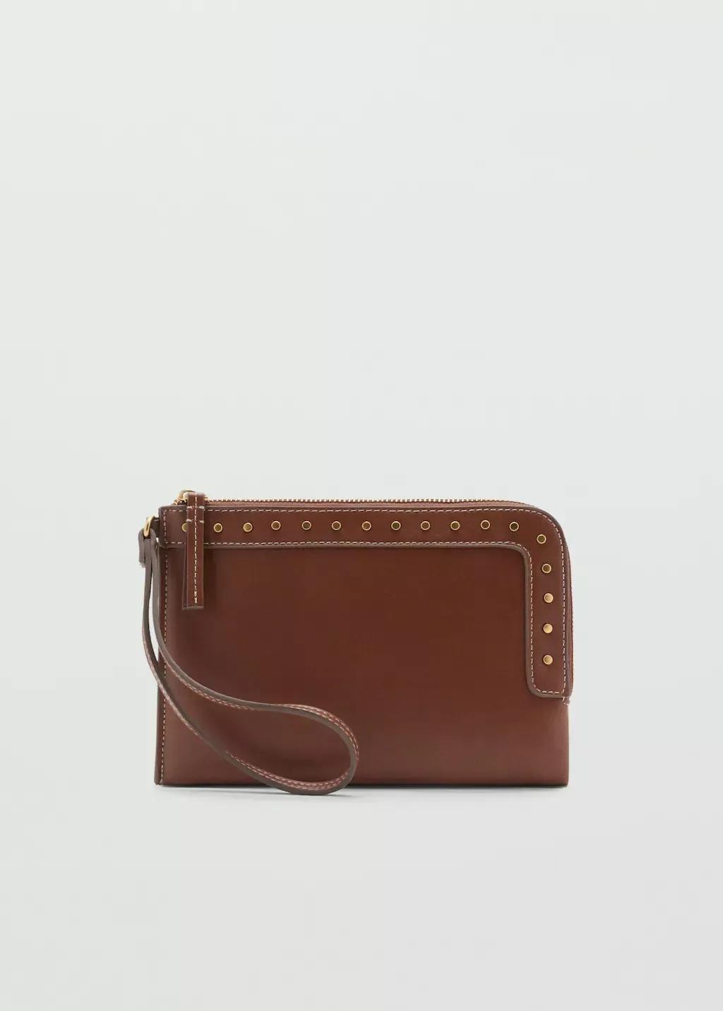 Brown Studded Leather-Effect Case, Medium Brown, large image number 3
