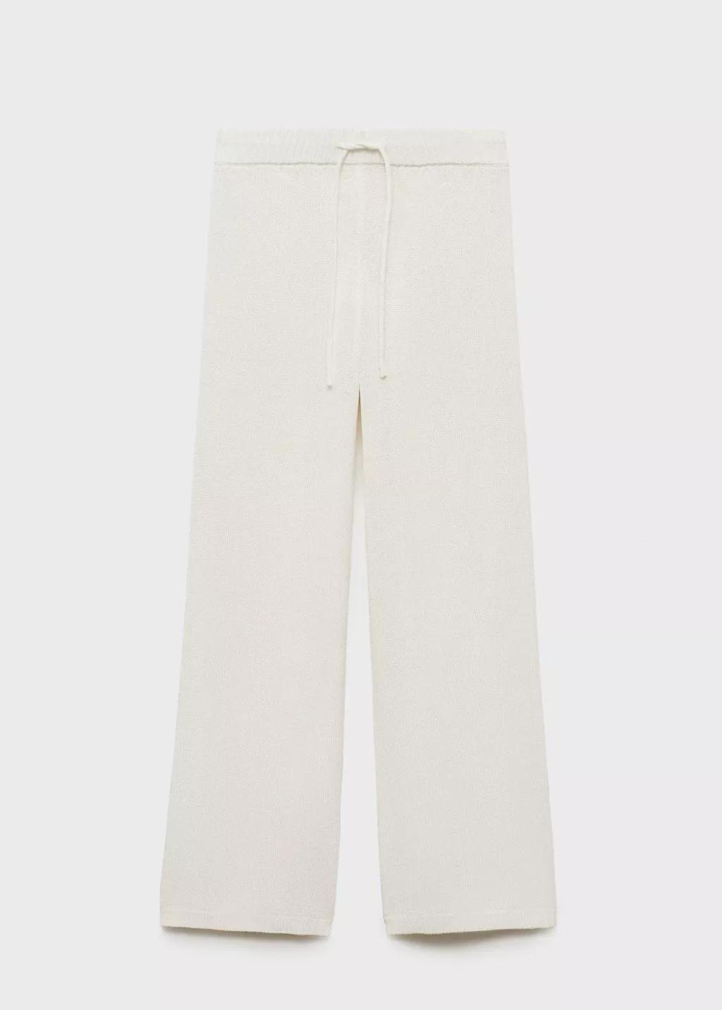 White Openwork Knitted Trousers, , large image number 3