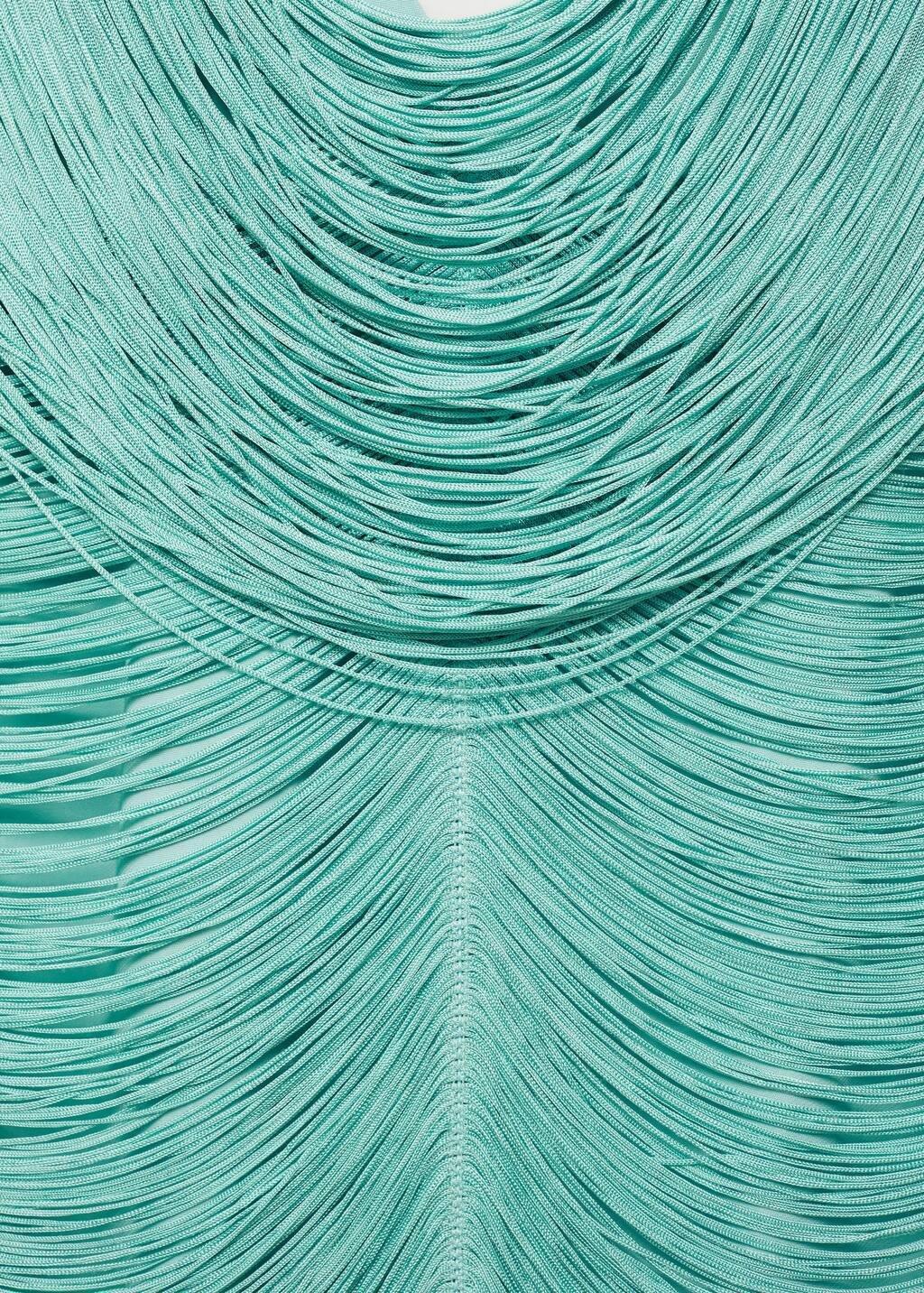 Turquoise Fringed Dress With Low Back, , large image number 1