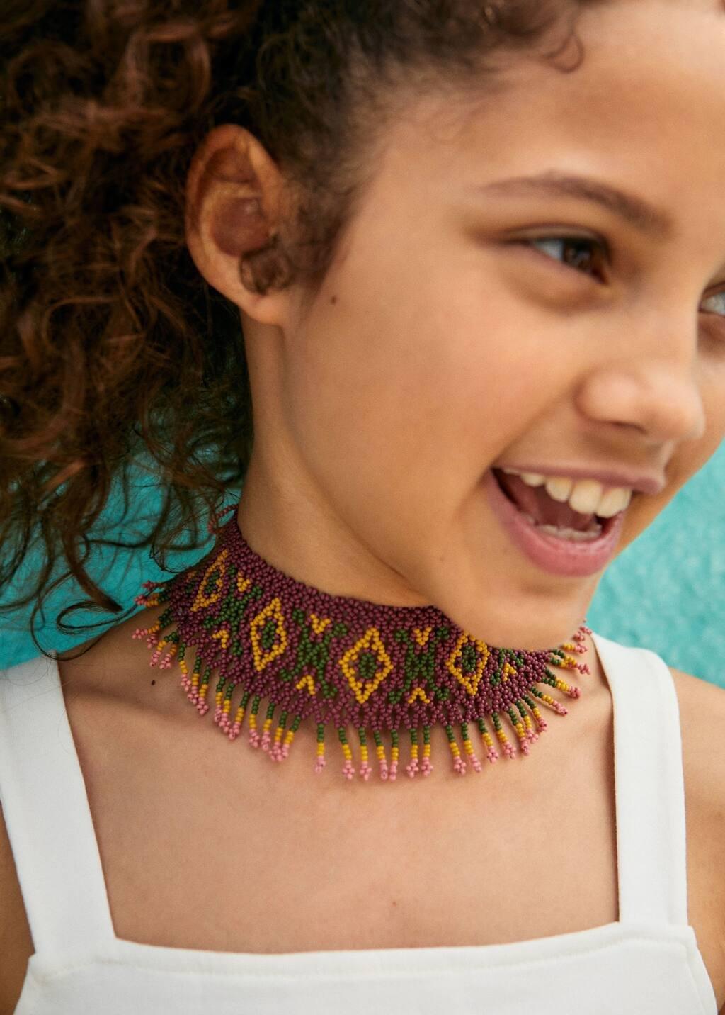 DARK RED Combined crystal choker necklace, Kids Girl, Dark Red, large image number 2