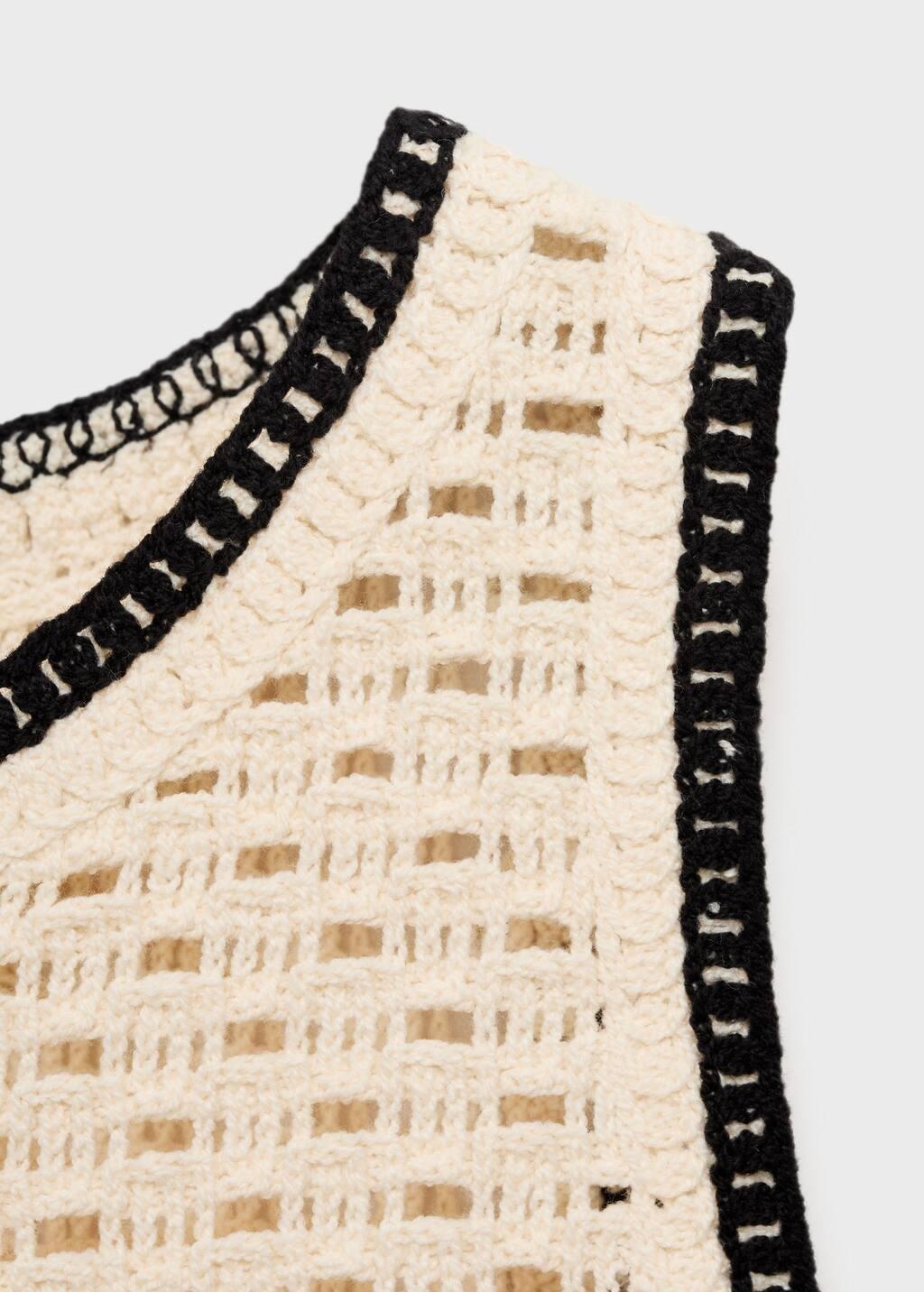 Beige Crochet Top With Floral Finishes, , large image number 4