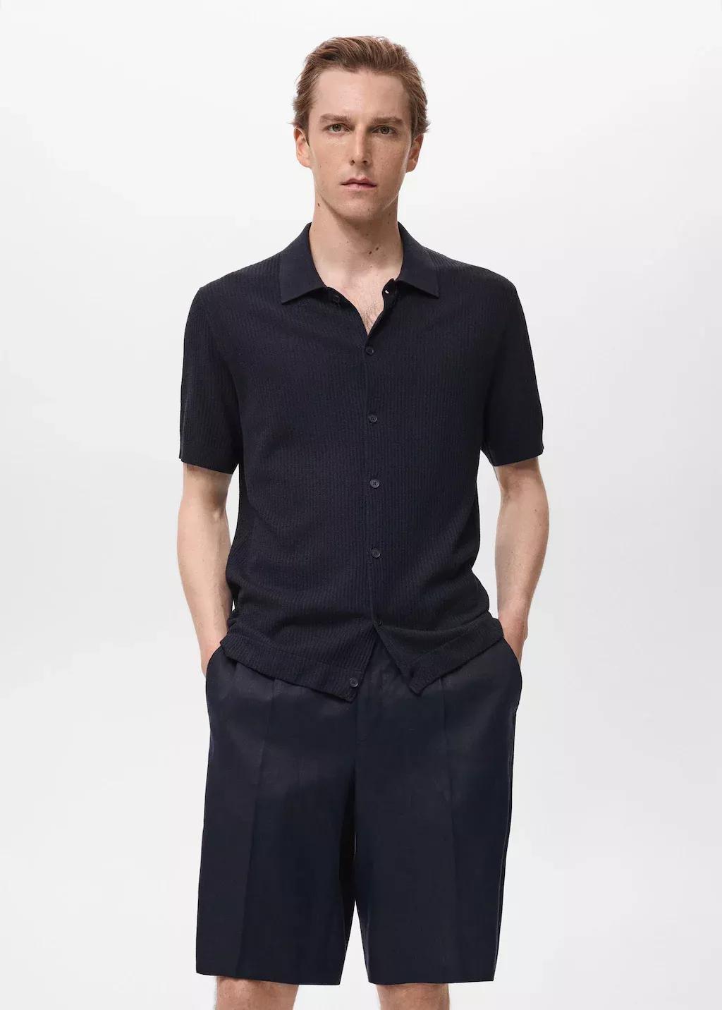 NAVY Rib-knit shirt, , large image number 0