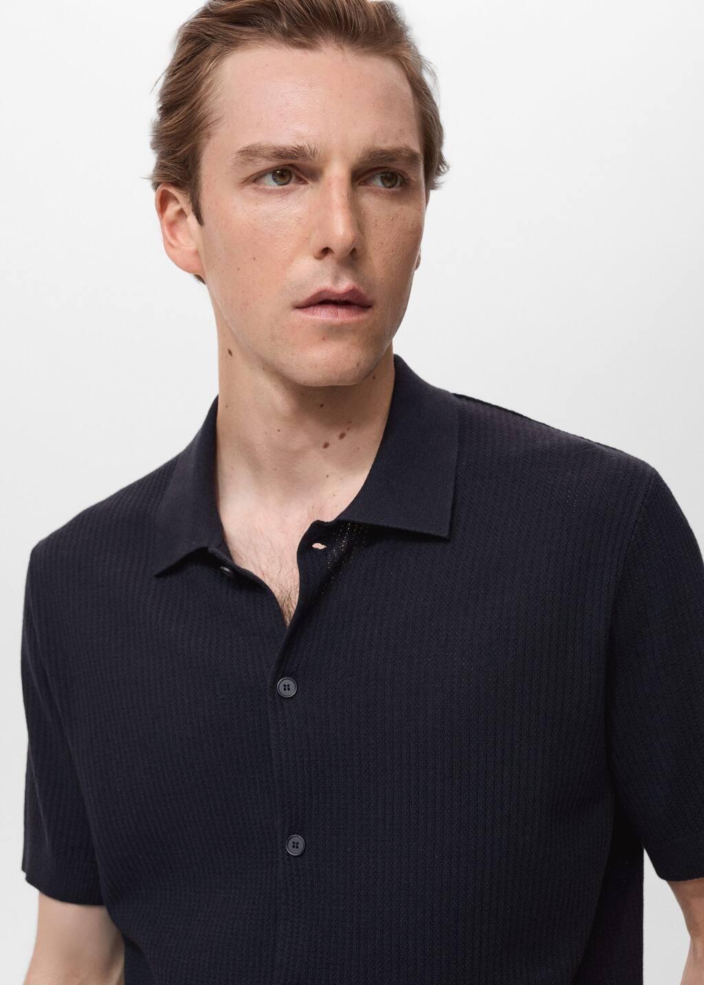 NAVY Rib-knit shirt, , large image number 1