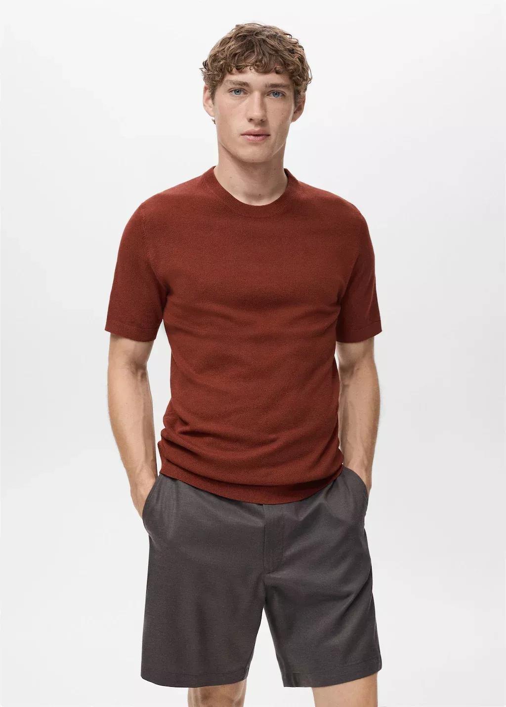 MEDIUM ORANGE Cotton fine-knit t-shirt, , large image number 0