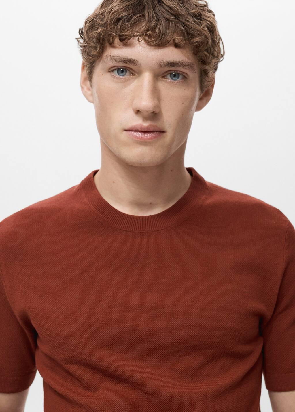 MEDIUM ORANGE Cotton fine-knit t-shirt, , large image number 1