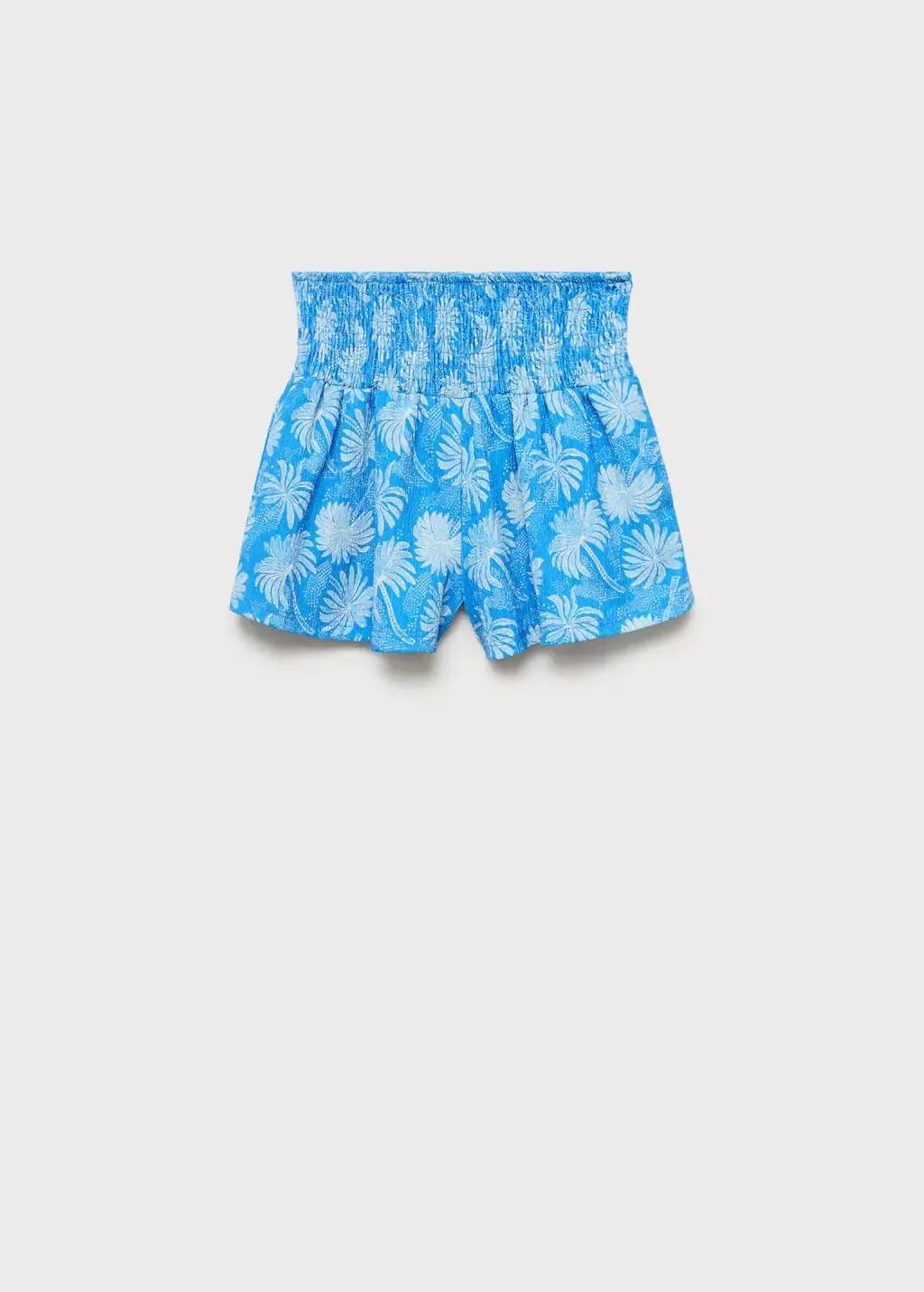 Blue Floral-Print Shorts, Kids Girls, , large image number 0