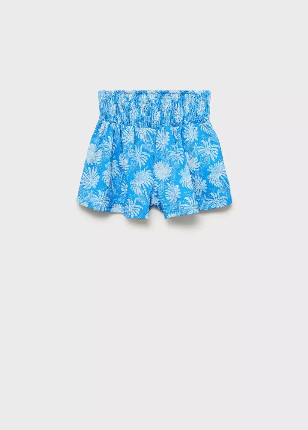 Blue Floral-Print Shorts, Kids Girl, Medium Blue, medium