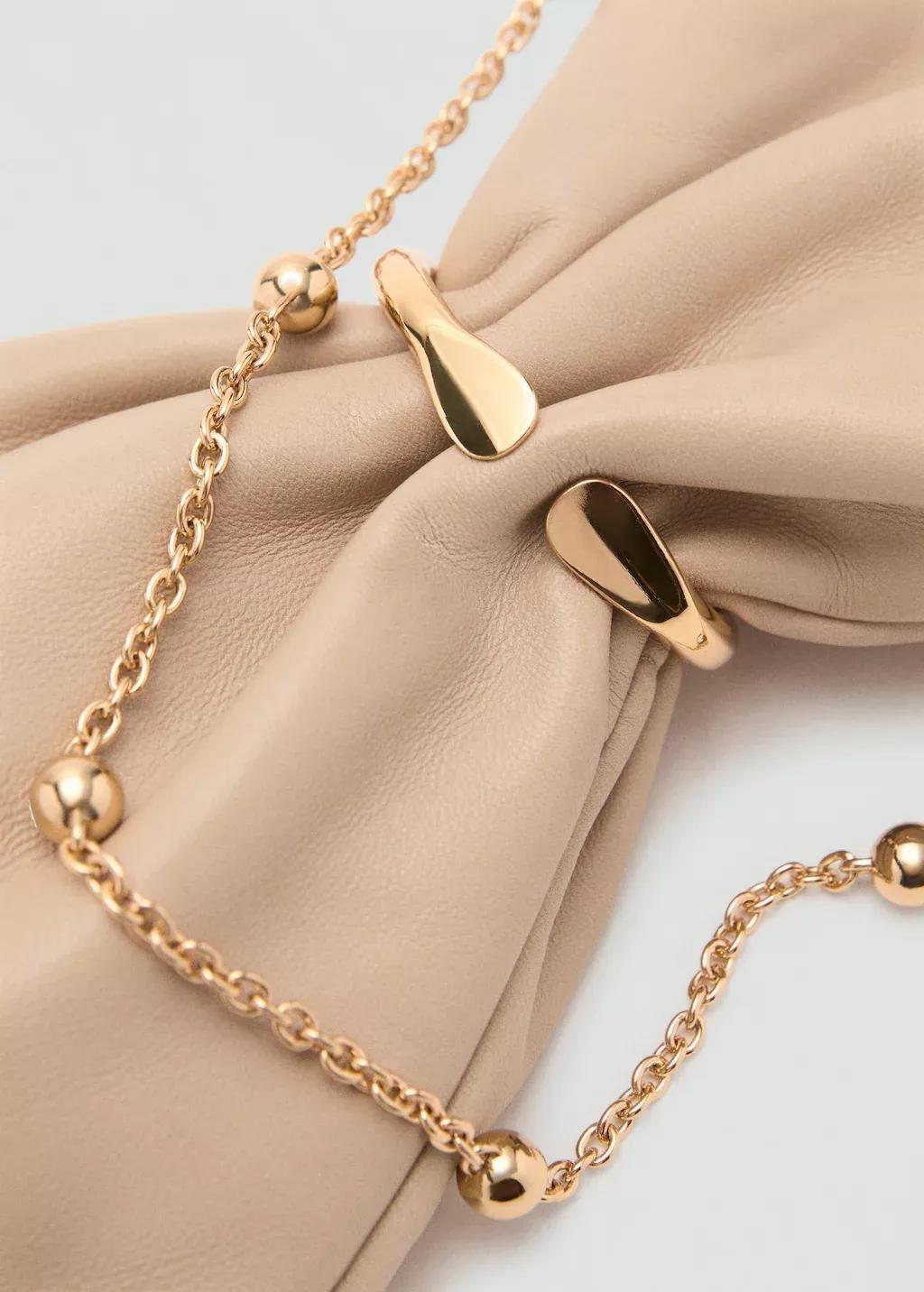 MEDIUM BROWN Leather sack-style bag with metallic detail, Medium Brown, large image number 1