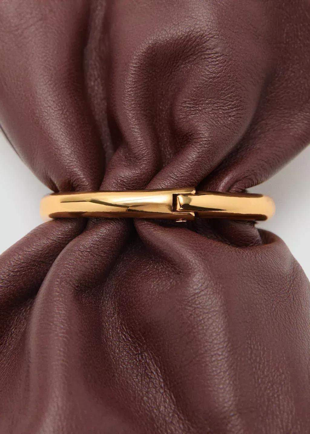 BROWN Leather sack-style bag with metallic detail, 0201_30, large image number 2