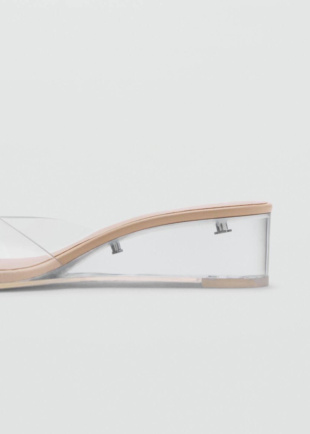 Beige Transparent Vinyl Wedge Sandals, , large image number 1