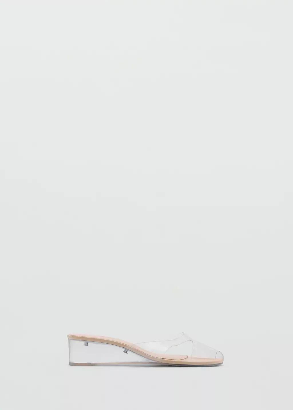 Beige Transparent Vinyl Wedge Sandals, , large image number 3