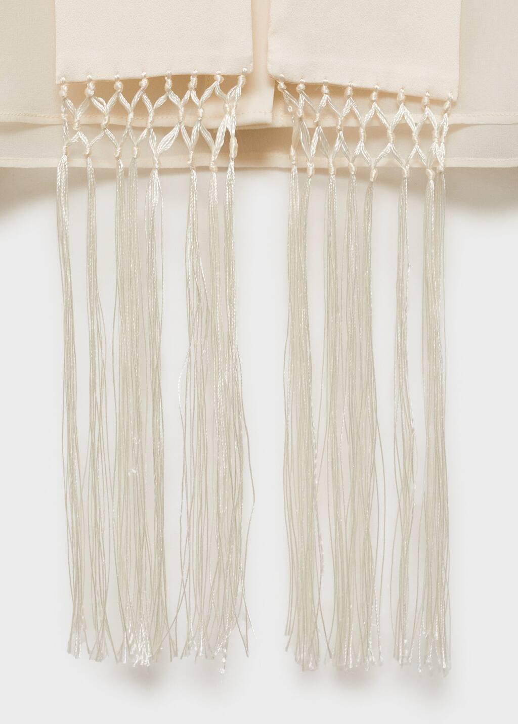White Silk Shirt With Fringed Handkerchief, , large image number 1