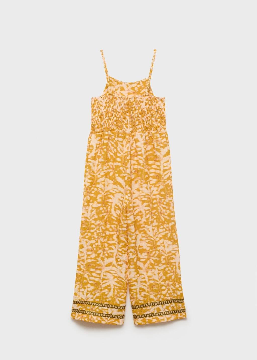 Yellow Tropical Print Jumpsuit, Kids Girls, , large image number 1