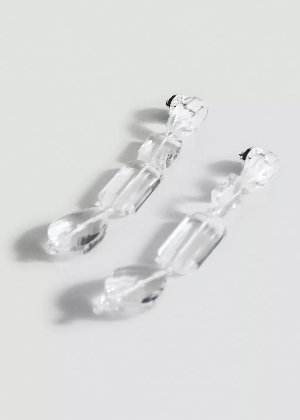 Grey Crystal Pendant Earrings, Natural White, large image number 0