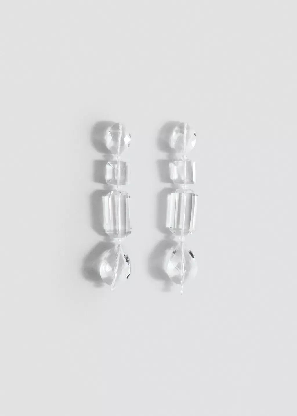 Grey Crystal Pendant Earrings, Natural White, large image number 2